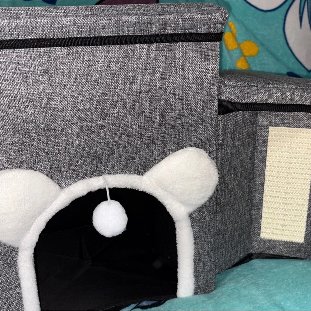 Chic Gray Pet House with White Accents